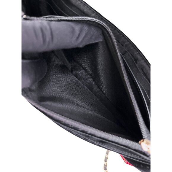 CHANEL  Half Moon  Black Velvet Leather Wallet on Chain Clutch Shoulder Bag Auth - Picture 13 of 16